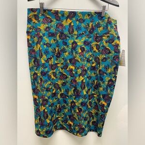 4 for $25 🍒 NWT LuLaRoe Carrie Teal and Yellow Pencil Skirt 3XL